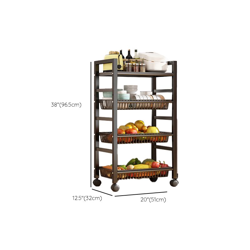 Home Dining Prep Table Open Storage Kitchen Trolley with Basket