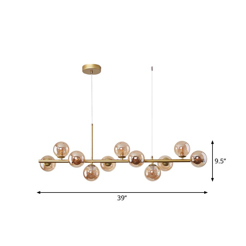 Clear/Amber/Smoke Gray Glass Ball Hanger Postmodern 7/9/11 Lichten Zwart/Goudhangend eilandlicht voor keuken