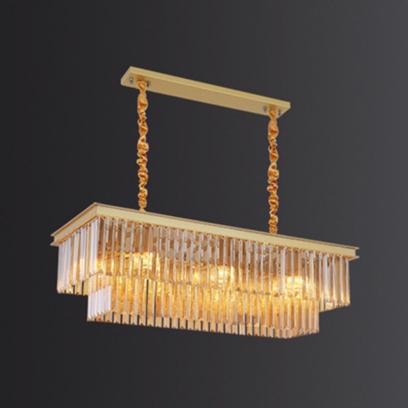 Lineare Inselbeleuchtung in modernen Luxusstil -Kristall -Innenpendelleuchten