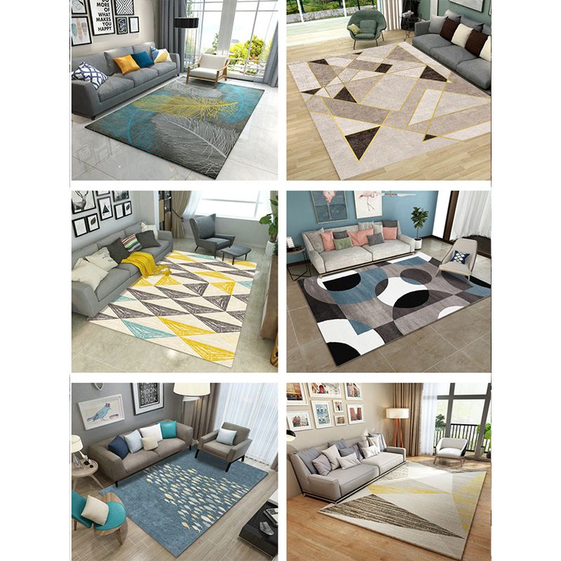 Creative Home Decoration Rug Multi Color Geometric Print Area Rug Polypropylene Anti-Slip Easy Care Carpet