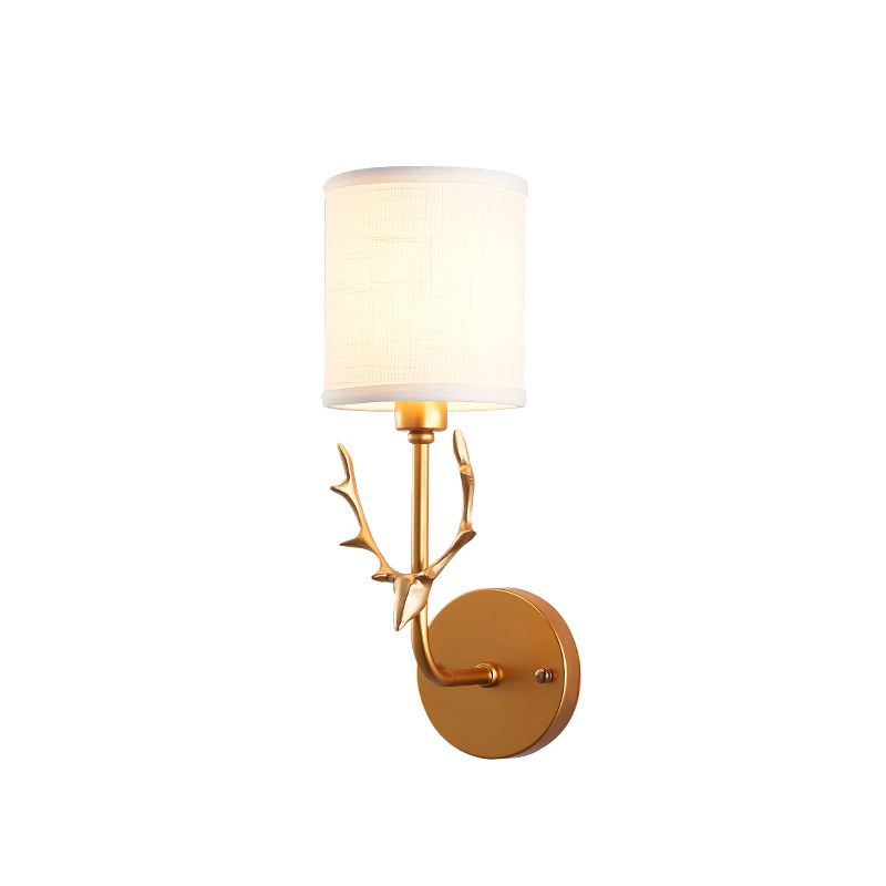 Modern Style Cylinder Shape Wall Light Fabric 1 Light Sconces for Bedroom