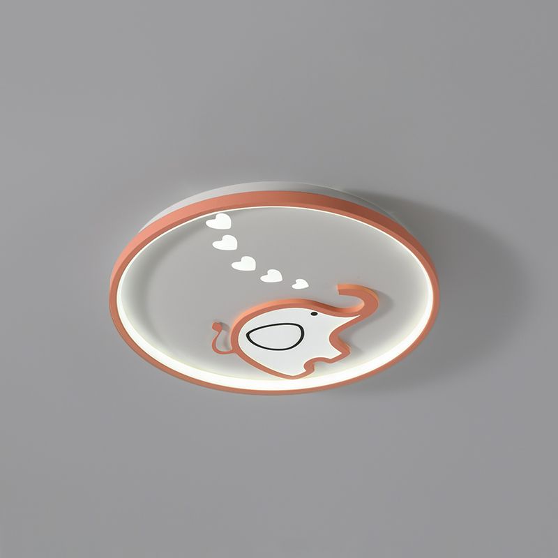 Metal Unique Shade Flush Ceiling Light Kid Style 2 Lights Flush Mount Fixture