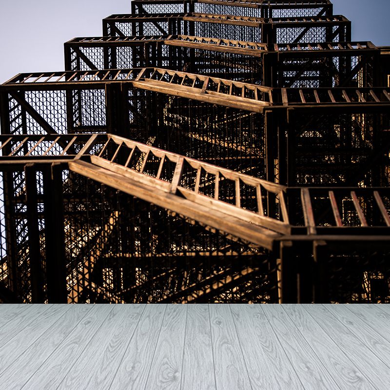 Black Stairs Wallpaper Mural Waterproofing Modernism Living Room Wall Decor, Custom Print