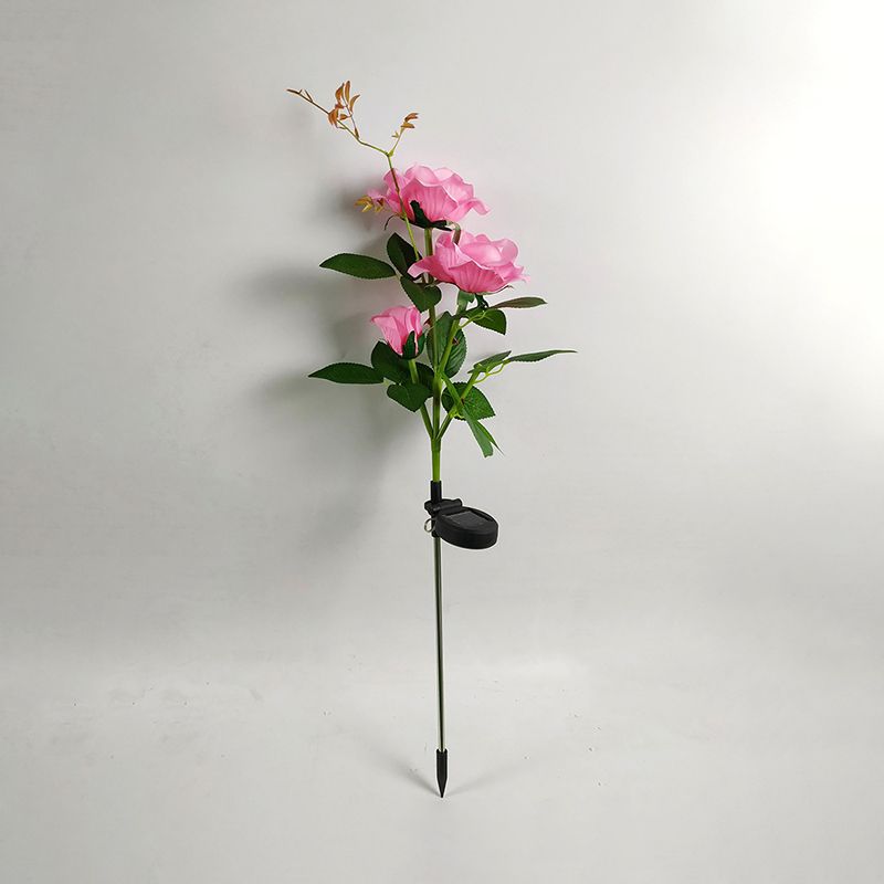 2 Pcs Rose Bouquet Shape Courtyard LED Stake Light Plastic Modern Solar Lawn Lighting