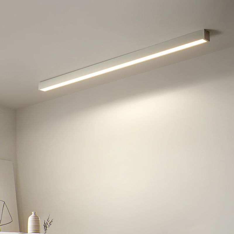 White Rectangle Shape Flush Mount Aluminum Acrylic Ceiling Flush Mount for Living Room