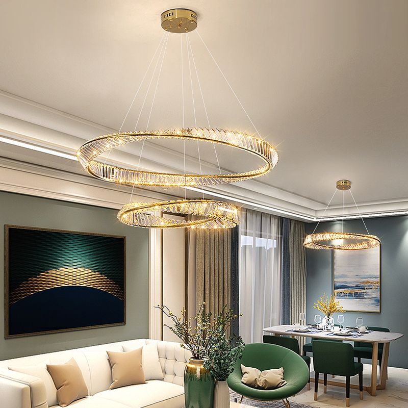 Modern Orbicular Ceiling Pendant Light Crystal Hanging Lamp Kit