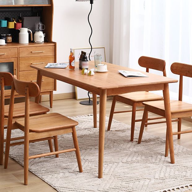 Contemporary Dining Table Cherry Solid Wood Table with 4 Legs for Kitchen Dinner Dining Room