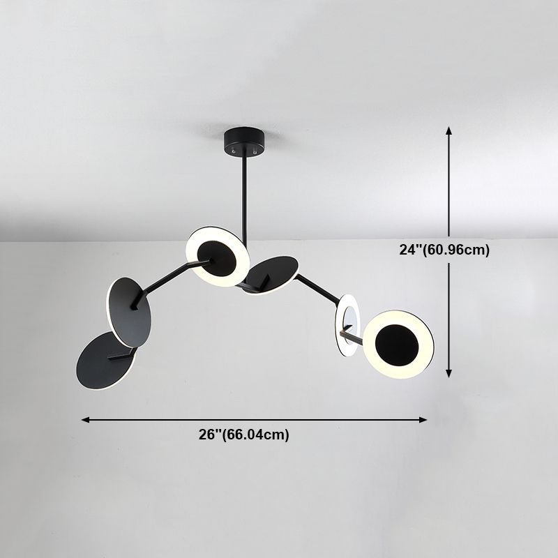 Moderne stijl metalen kroonluchter licht zwarte schotel schaduw hanglamp voor woonkamer