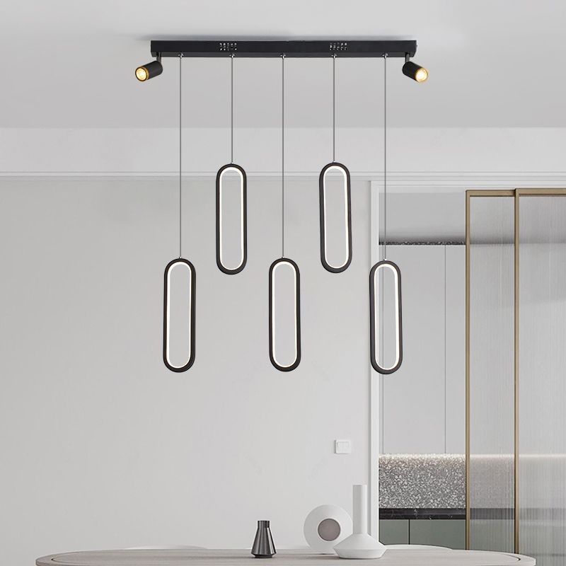 Contemporary Style Linear Island Lighting Metal Island Lighting in Black