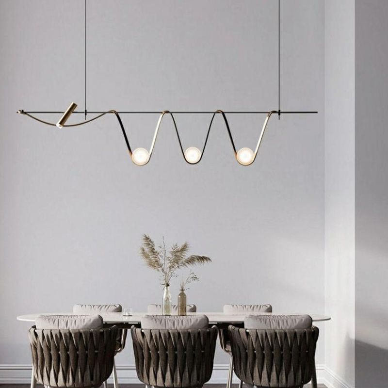Iron and Glass Ceiling Pendant Lighting Modern Linear Kitchen Island Fixture