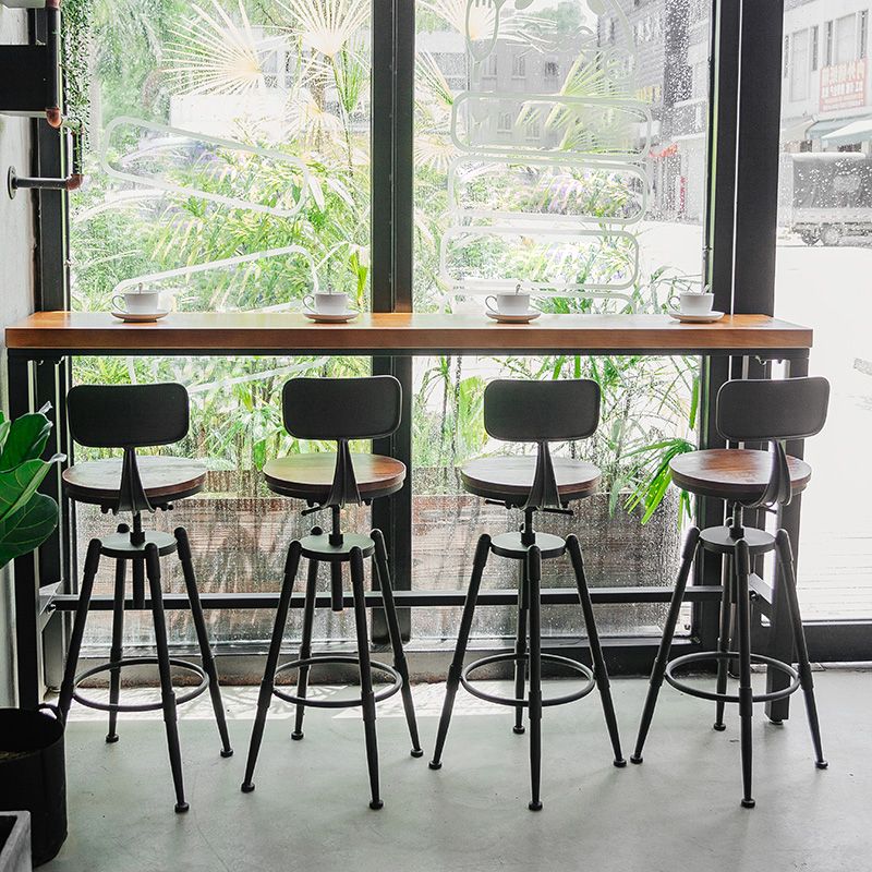 Coffee Shop Hall/Pub Table Industrial Rectangle Footrest Bar Height Table in Natural