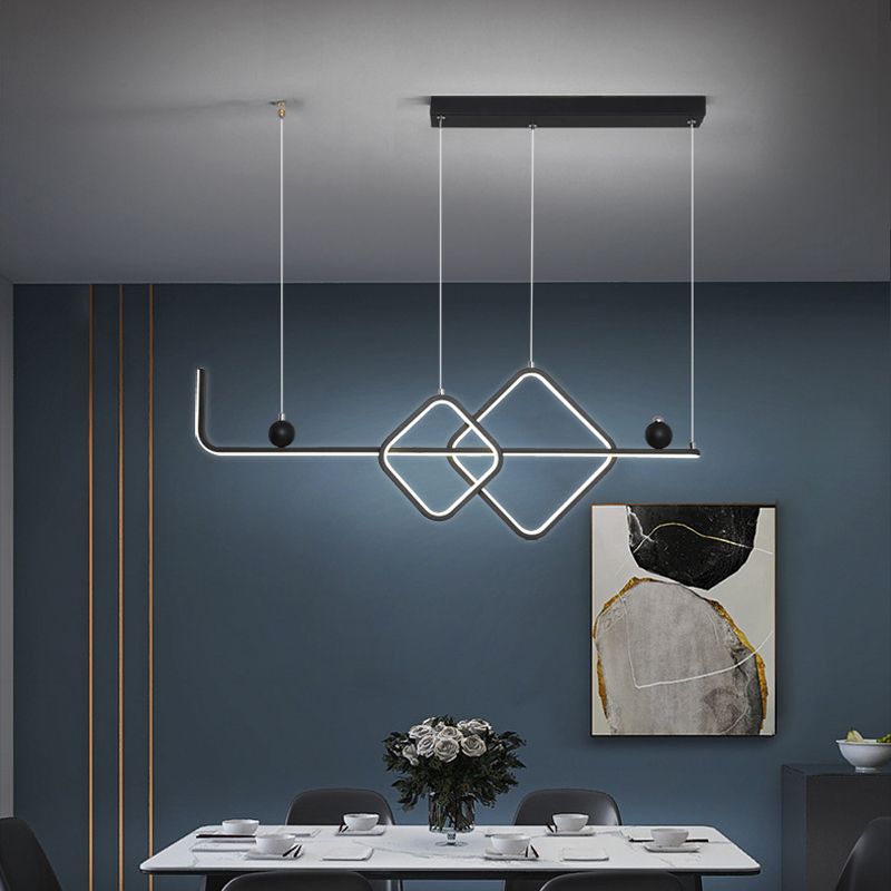 Metal Linear Island Pendant Modern Multiple-Light Island Lighting