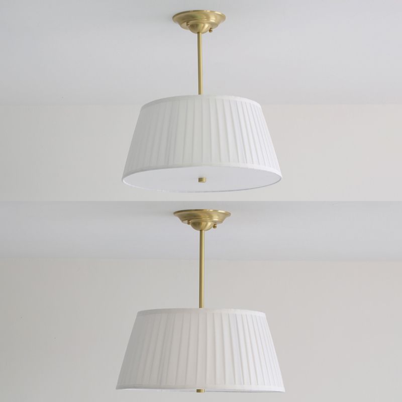 Geplooide Stof Tapered Drum Schaduw Plafond Lamp Minimalistische Eetkamer Semi-flush Licht