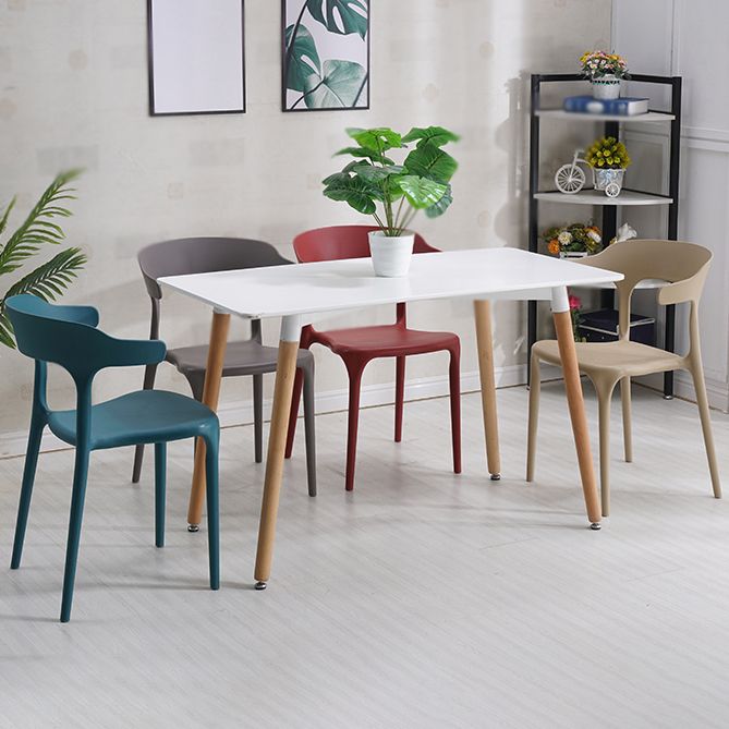 Contemporary Style Stackable Chair Open Back Kitchen Arm Chair with Plastic Legs