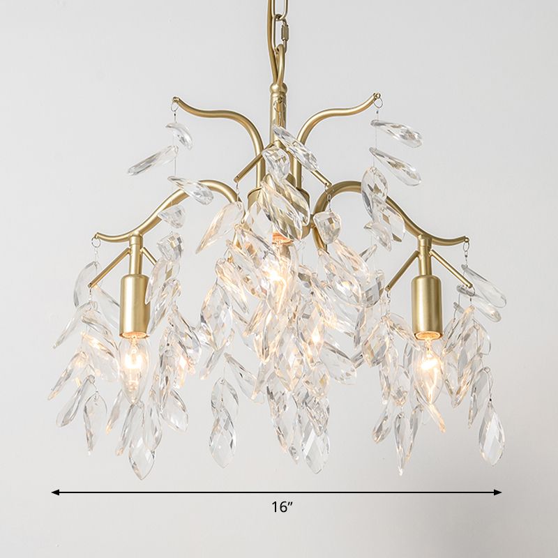 Pendre Crystal Curvy Curvy Chandelier Rural 4/7/9 Lumières salon suspendu plafonnier en laiton