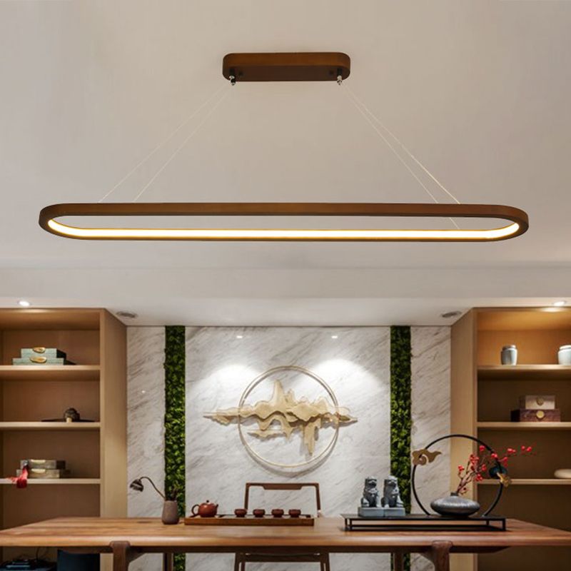 Contemporary Wood Kitchen Pendant Light Oval 1 Light Ceiling Pendant Light