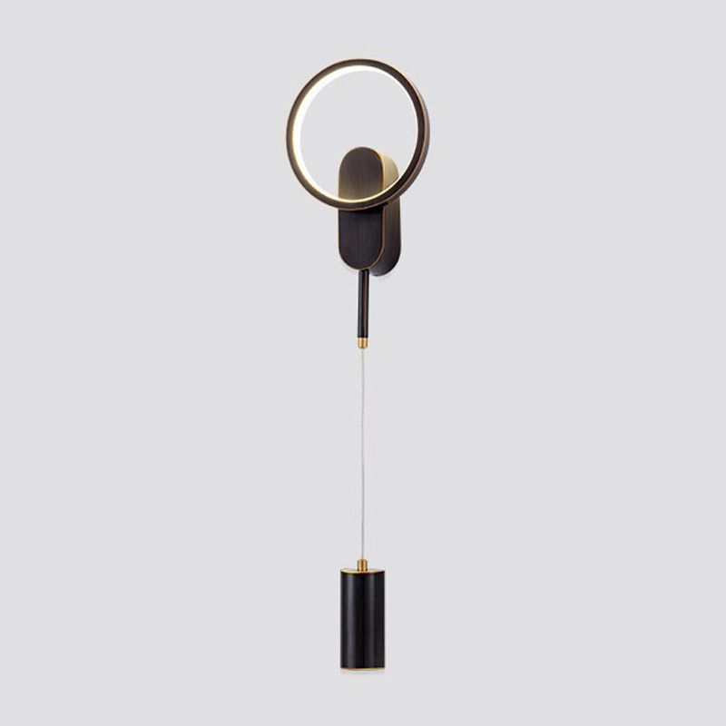 Modern Style Circle Shape Wall Light Metal 2 Light Sconces for Bedroom
