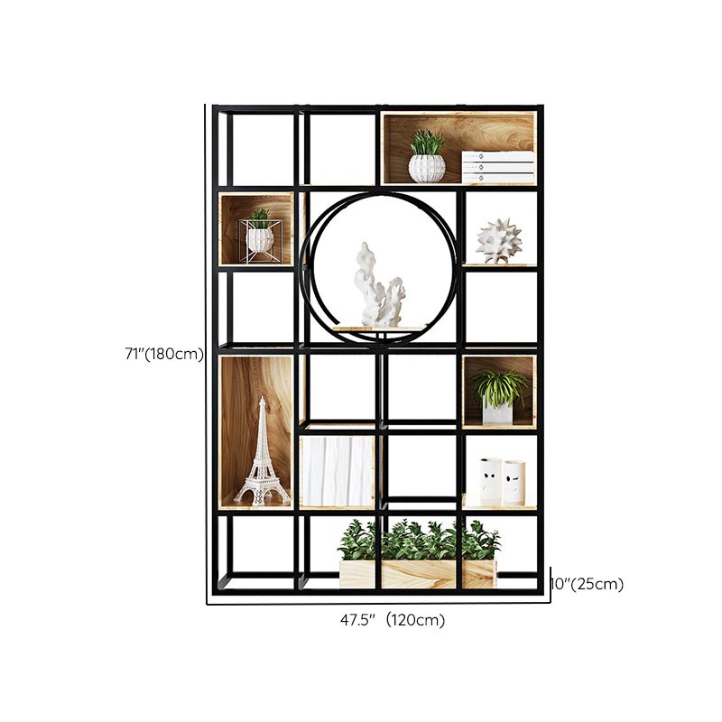 Metal and Wooden Home Shelf Bookcase Vertical Open Brown Book Shelf with Shelves