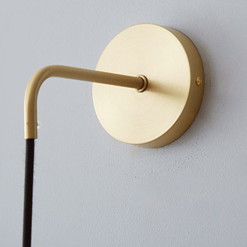 Illuminazione a parete dorata moderna 1 foglio di lampada da parete in ottone con legno per camera da letto