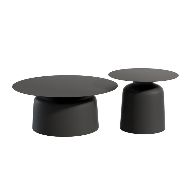 Pedestal Black/White Coffee Table Metal Round Cocktail Table