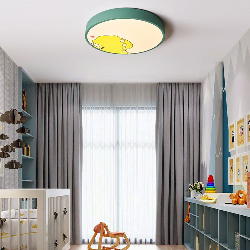 Plafonnier de forme ronde moderne macaron fer 1 lumière encastré pour étude