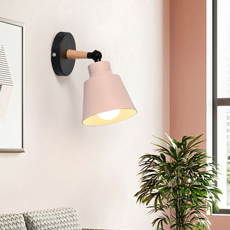 Contemporary Wood Wall Light Flush Mount Macaron Lighting for Living Room