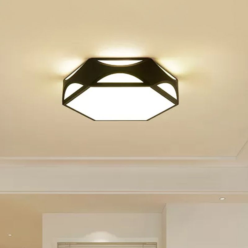 Black/White Hexagon Ceiling Flush Mount Contemporary Acrylic LED Flush Light with/without Remote Control