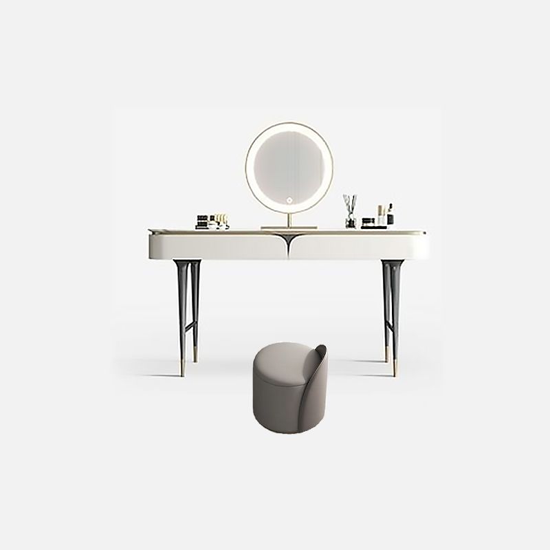 White Rectangular Slate Top Dressing Table Metal Base with 2/4 Drawers Dresser