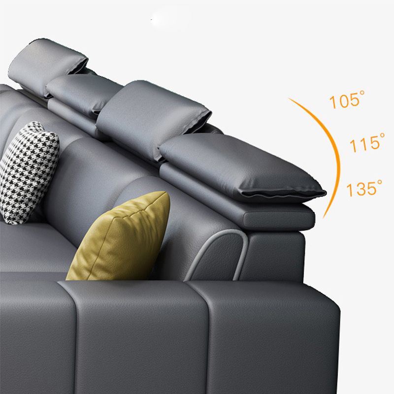 Adjustable Head Pillow Sectional with Square Arm,Faux Leather 4-Seater Sectional