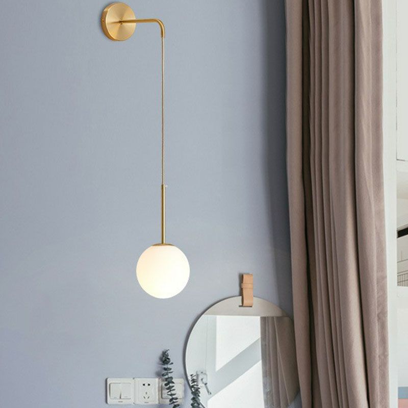 Postmodern Globe Wall Mounted Lamp Glass 1-Light Bedroom Wall Hanging Light Fixture