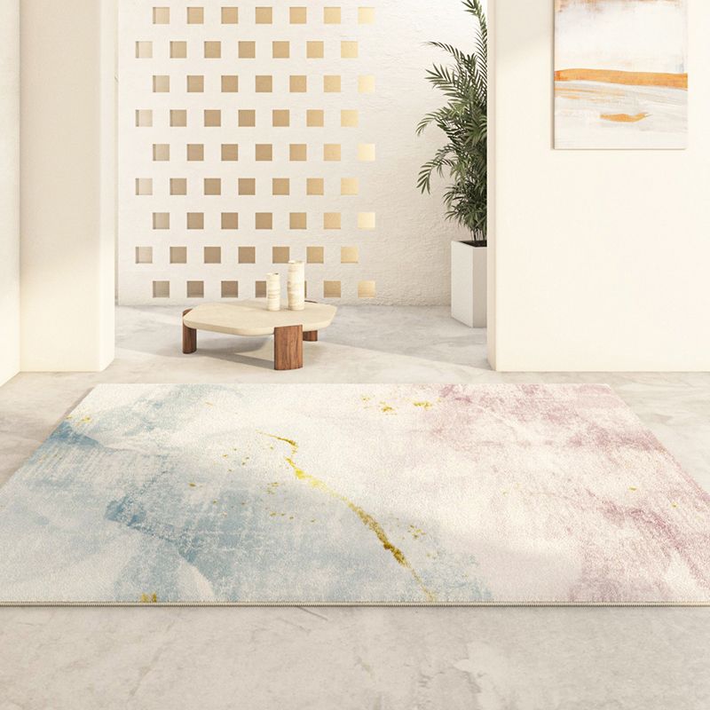 Light Pink Casual Rug Polyester Color Block Rug Washable Indoor Rug for Living Room