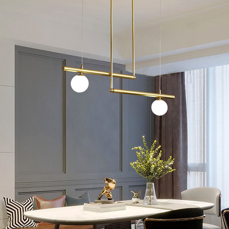 Modern Style Linear Shape Island Light Metal 1/2/3/4 Lights Island Lamps in Black and Gold