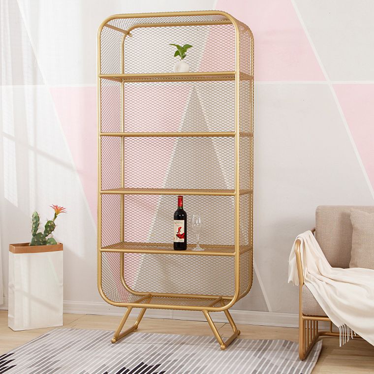 Modern Standard Bookcase Metal Bookshelf with Rectangle Shelves