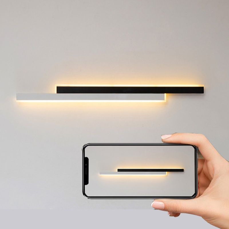 Modernism White/Black Wall Mounted Sconce Linear 2-Light Wall Light for Bedroom
