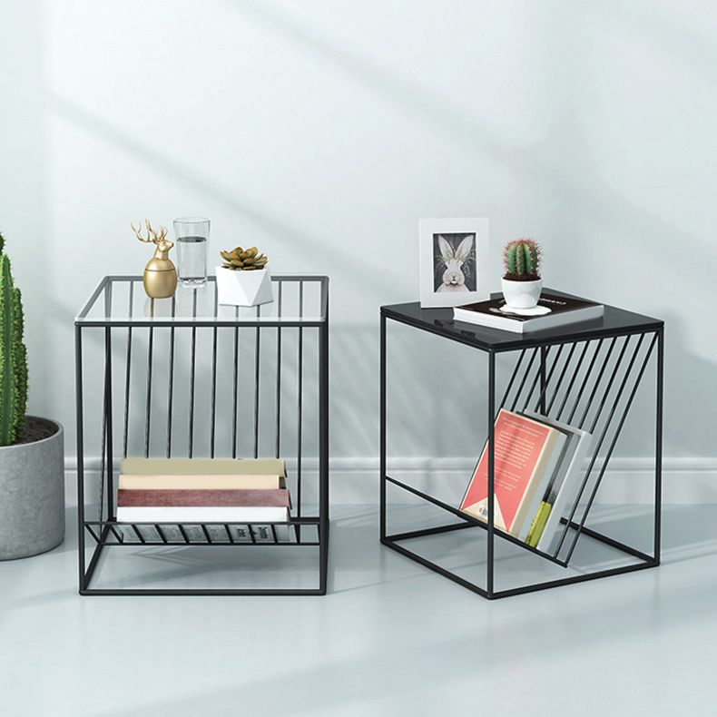 Modern Frame Coffee Table Glass Top Coffee Cocktail Table for Living Room