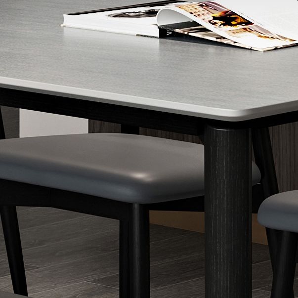 Mid-Century Modern Dining Table Rectangle Stone Dining Table with 4 Legs