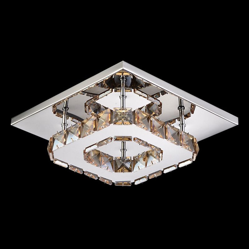 Lampe de plafond encastrée en bloc de cristal minimaliste moderne, éclairage LED encastré de forme carrée pour chambre à coucher