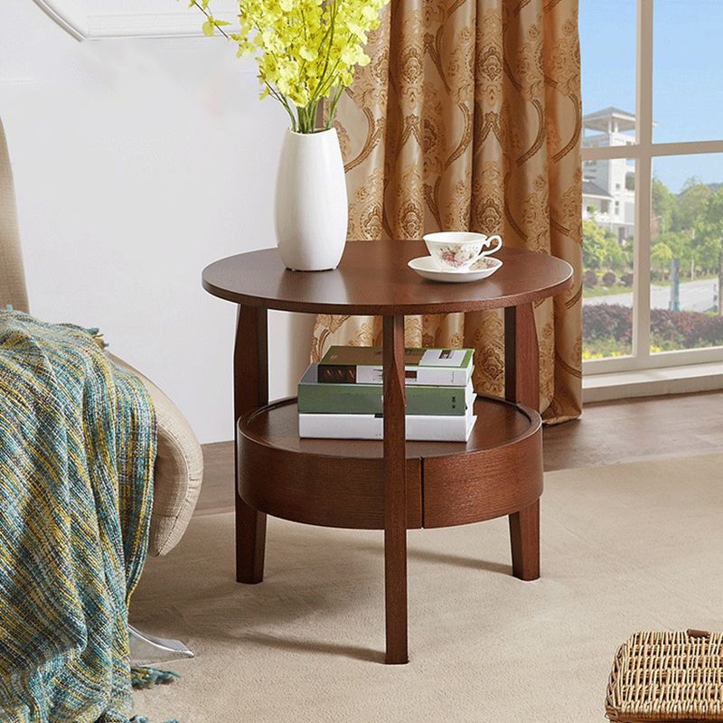 19.6"/23.6"/31.4" Tall 3 Legs End Table Solid Wood Round Side End Table with Drawer