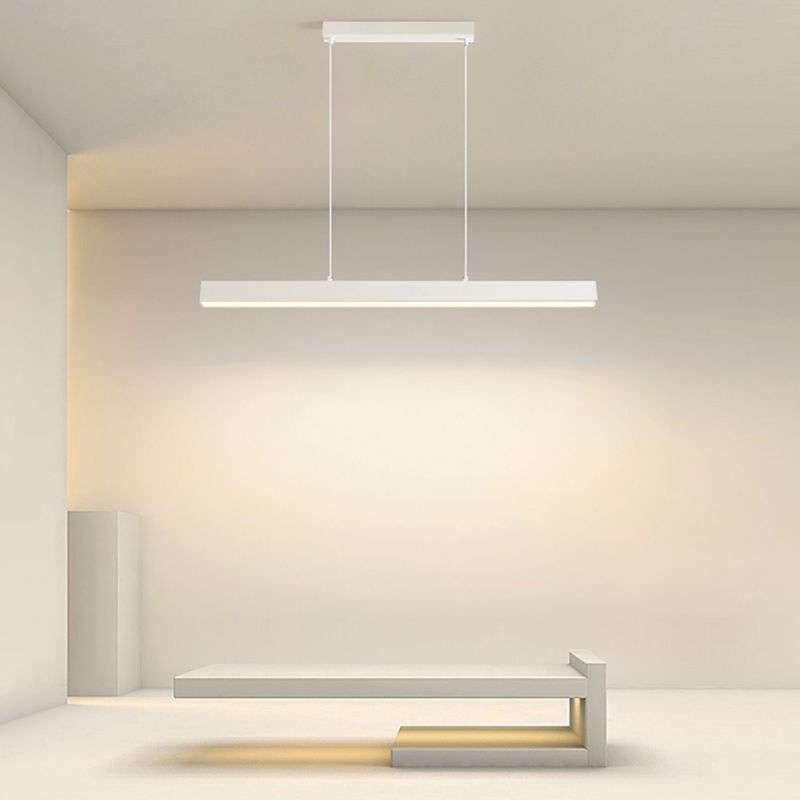 Modern Metal Pendant Light Rectangle Shape Island Light with Acrylic Shade for Living Room