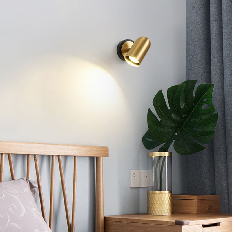 Modern Simple Metal Wall Light Cylinder Shape Rotatable Wall Lamp for Living Room