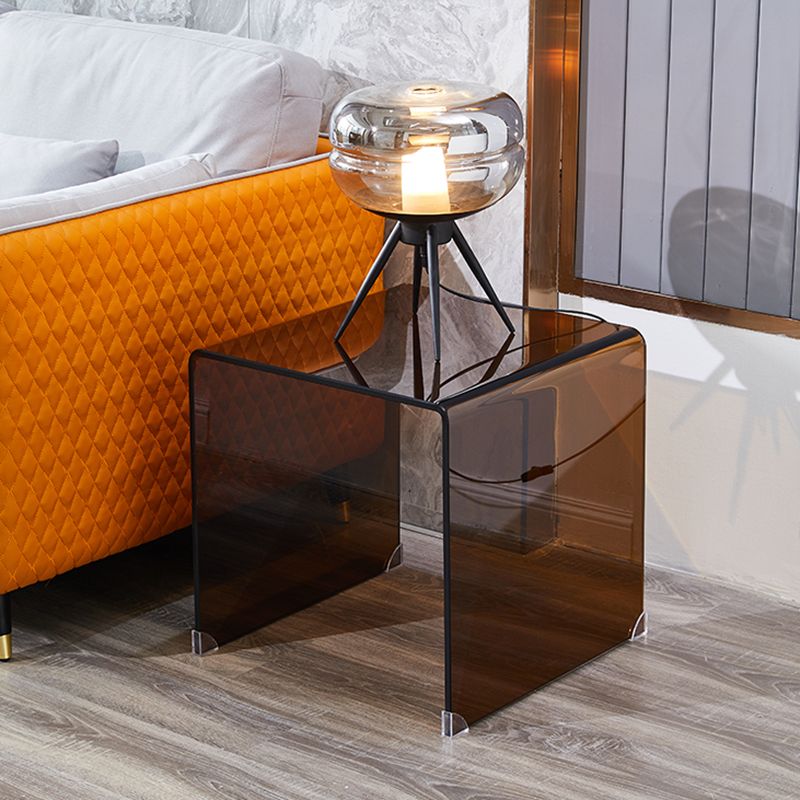 Brown Glass Sled Coffee Table Modern Rectangular 1 Single Cocktail Table