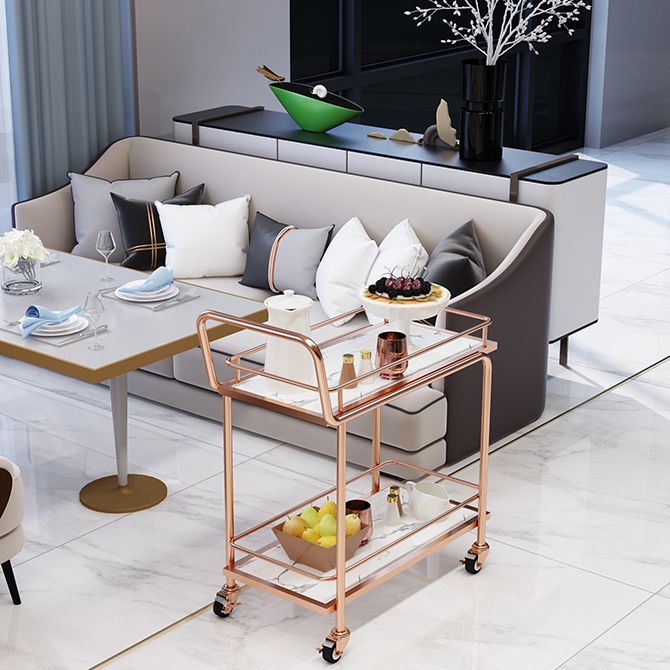 Modern 33.86"H Rolling Prep Table Rectangular Metal Prep Table for Home Use