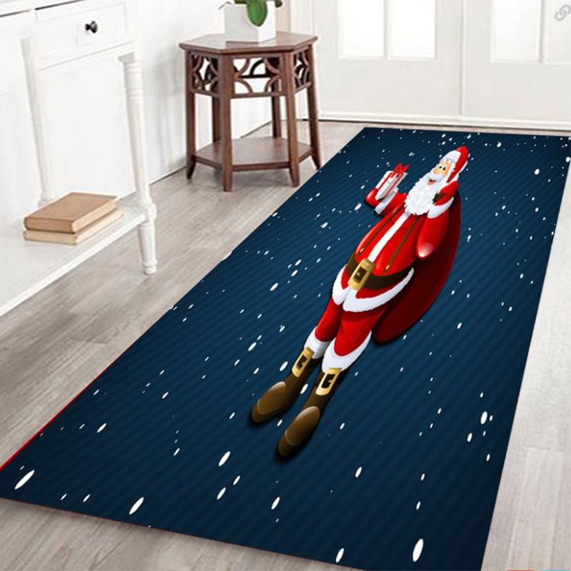 White Modern Carpet Polyester Santa Claus Carpet Non-Slip Backing Area Carpet for Living Room