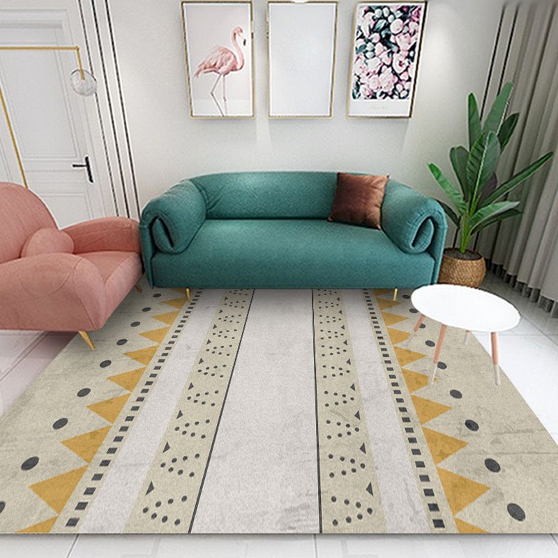 Pink Geometric Pattern Rug Modern Polyester Area Carpet Anti-Slip Washable Rug for Home Decor