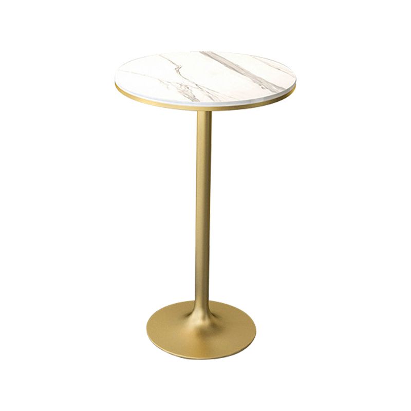 Glam Style Pub Table Round Bar Height 41.3"H Bar Table with Stone Top