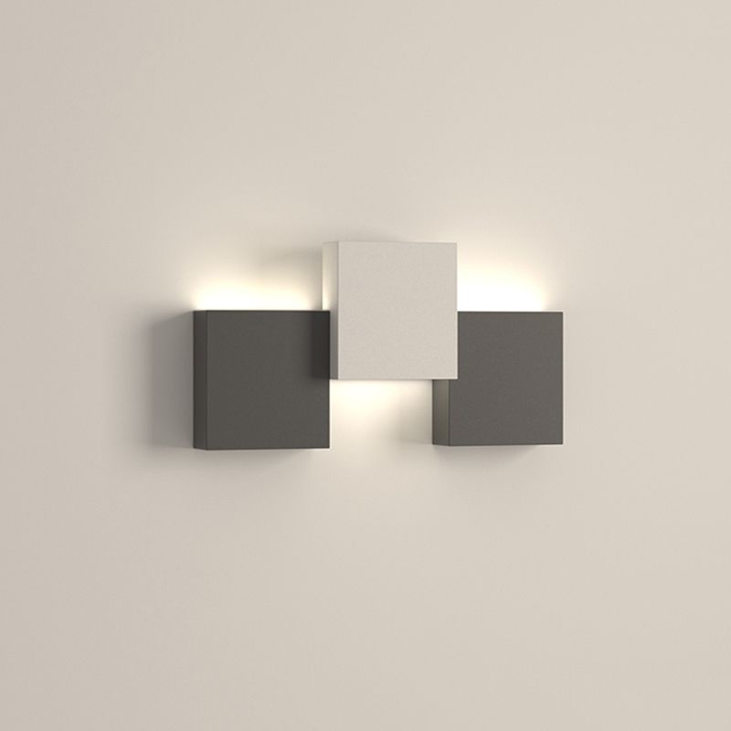Modern Metal Wall Sconce Square Shape Wall Light with Silicone Shade for Bedroom