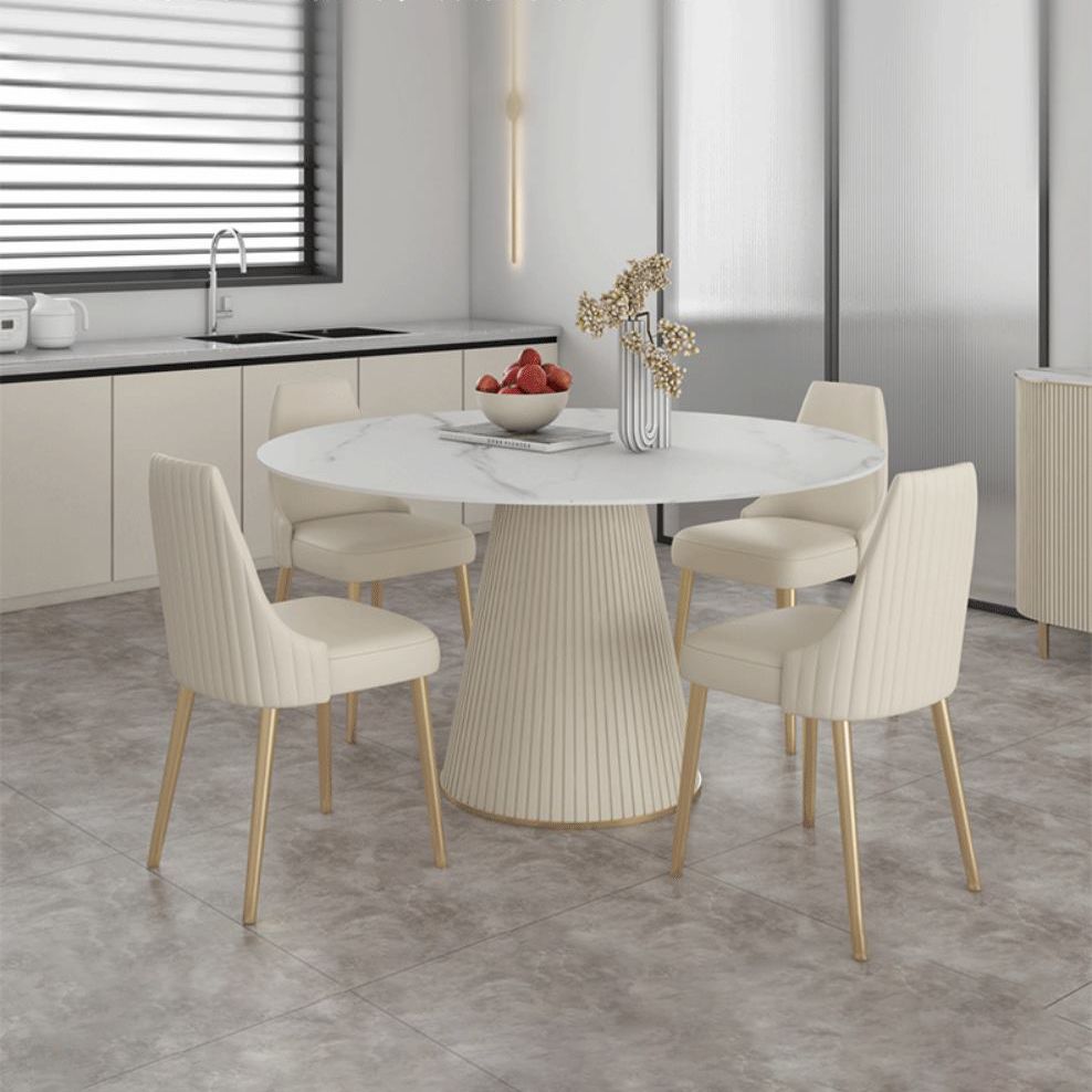 Modern Round Sintered Stone Table Set 1/2/5 Pieces Dining Set