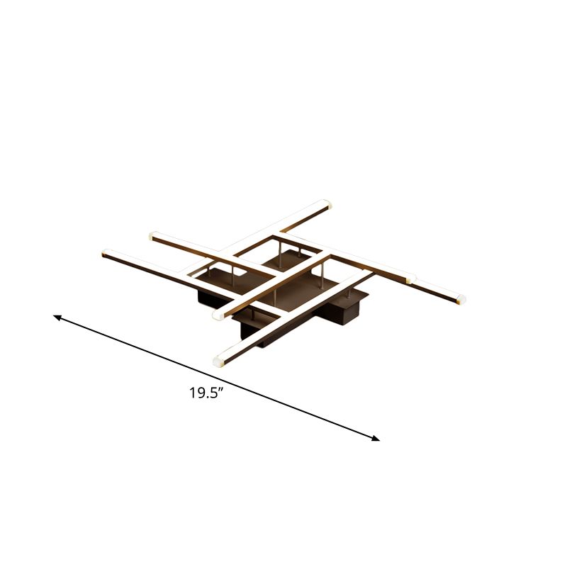 Novelty Modern Crisscrossed Semi Flush Acrylic Bedroom LED Close to Ceiling Light in Black