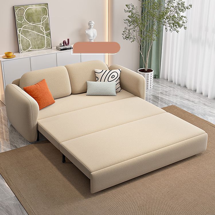 Beige Velvet Sleeper Sofa 31.49" Wide Scandinavian Sofa Bed with Upholstered