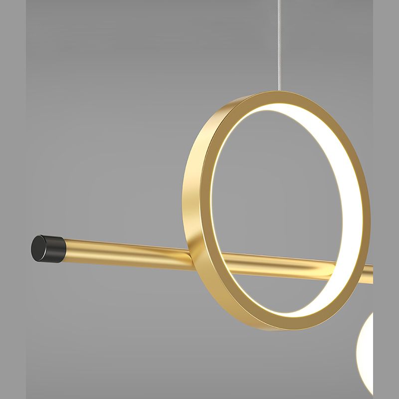 Luce a sospensione a soffitto in metallo ombreggiato Luce lampadario a base di isola oro-nero oro